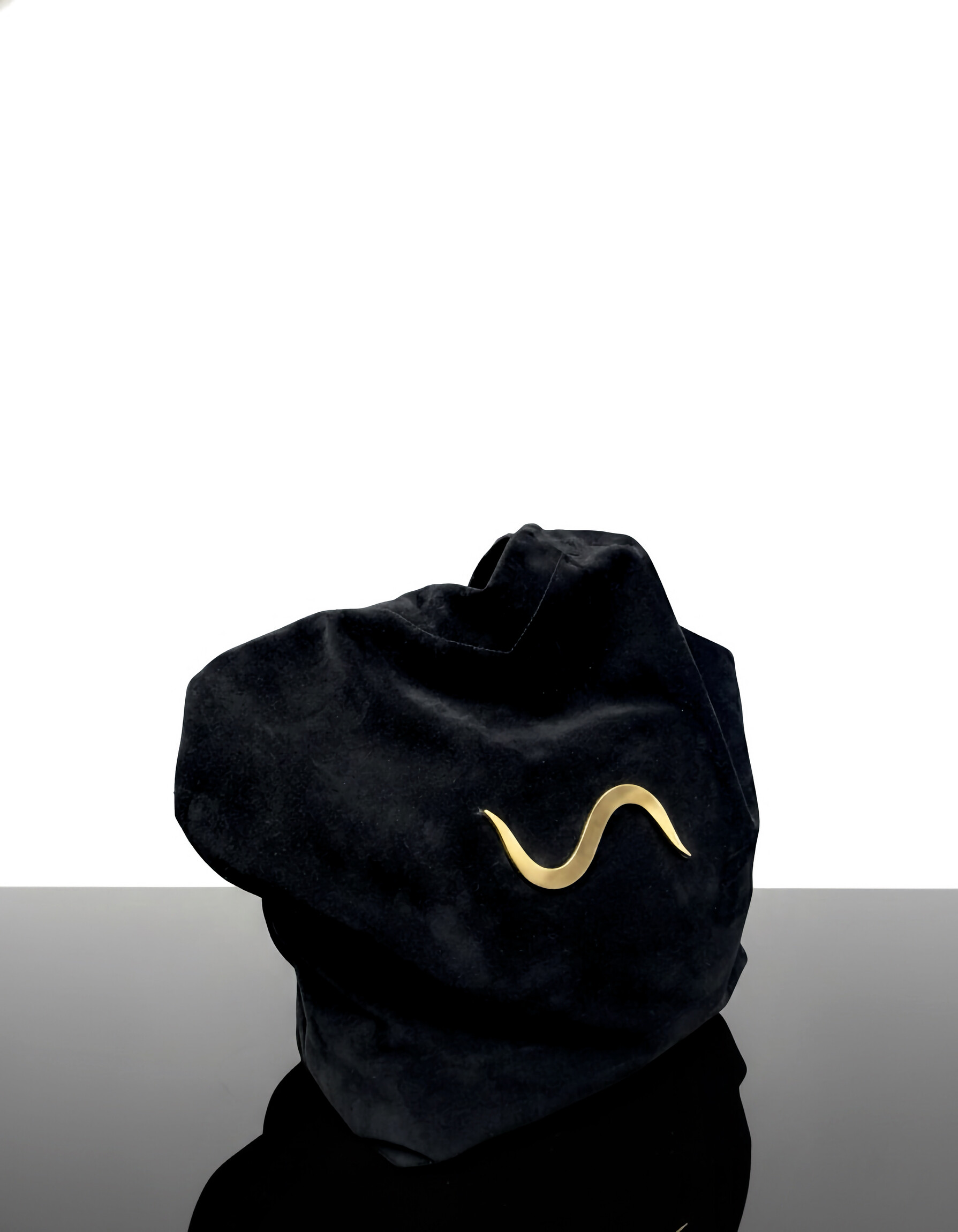 The SANCH suede bag with signature gold clasp